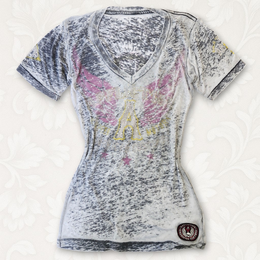 Affliction Y2K Burnout Tee – Size L/XL (Grunge / Alt / Rhinestone)